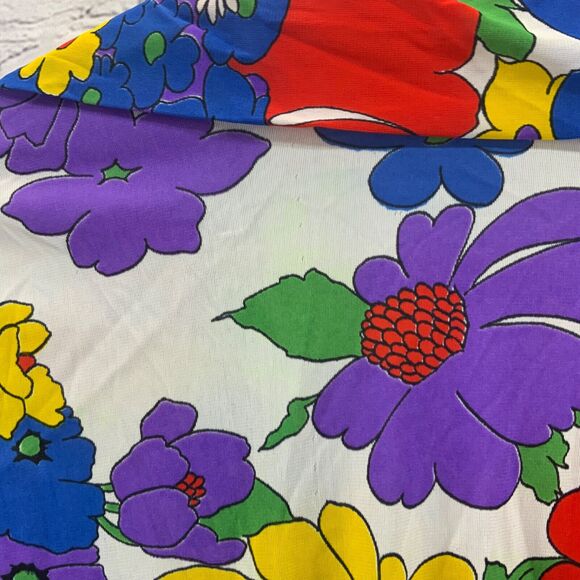 Vintage 70’s Psychedelic Bright Floral Print Sheer House Lounge Dress Groovy Mod - Picture 6 of 11